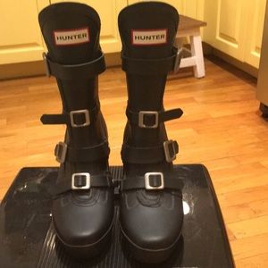 Hunter boots  rain boots wedge w/ buckles details